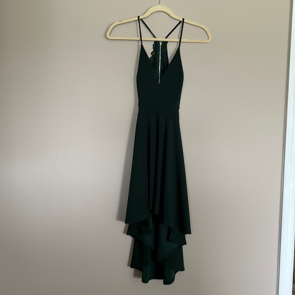 Green high-low dress